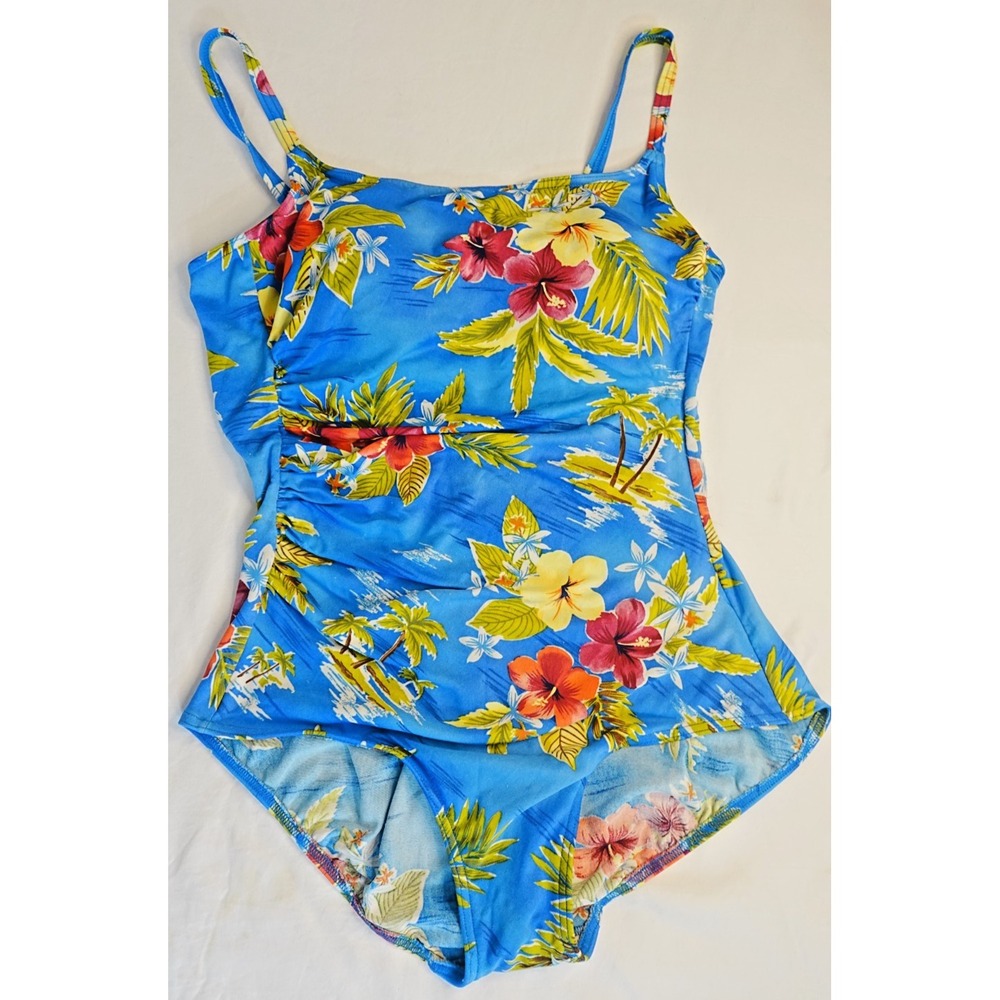 Vintage Body I.D. Blue Swimsuit One Piece Bathing Suit‎ Women's 14 Tall